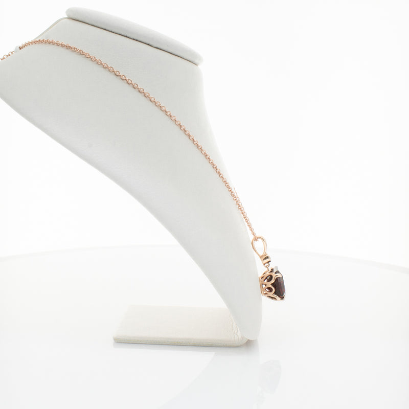 18ct Rose Gold Garnet & Diamond Octavia Pendant-Necklace-Walker & Hall