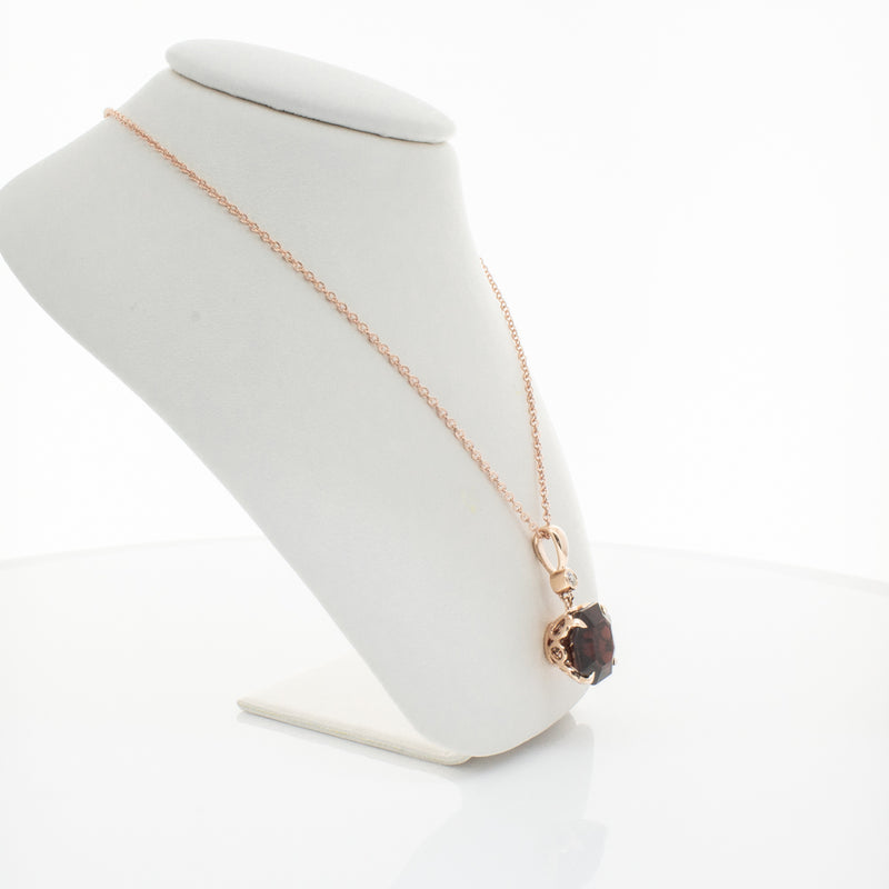 18ct Rose Gold Garnet & Diamond Octavia Pendant-Necklace-Walker & Hall