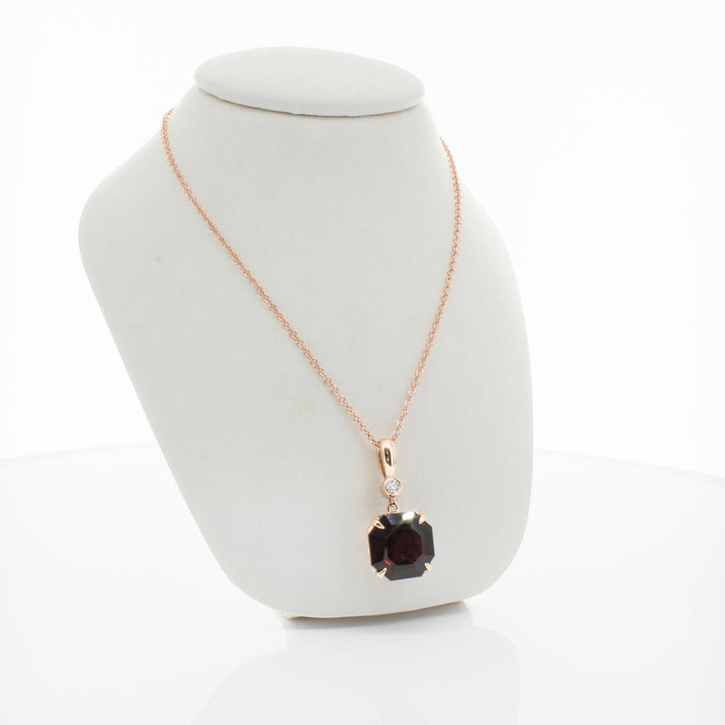 18ct Rose Gold Garnet & Diamond Octavia Pendant-Necklace-Walker & Hall