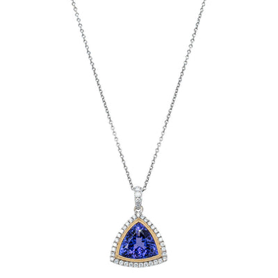 18ct White & Yellow Gold 3.83ct Tanzanite & Diamond Necklace-Necklace-Walker & Hall