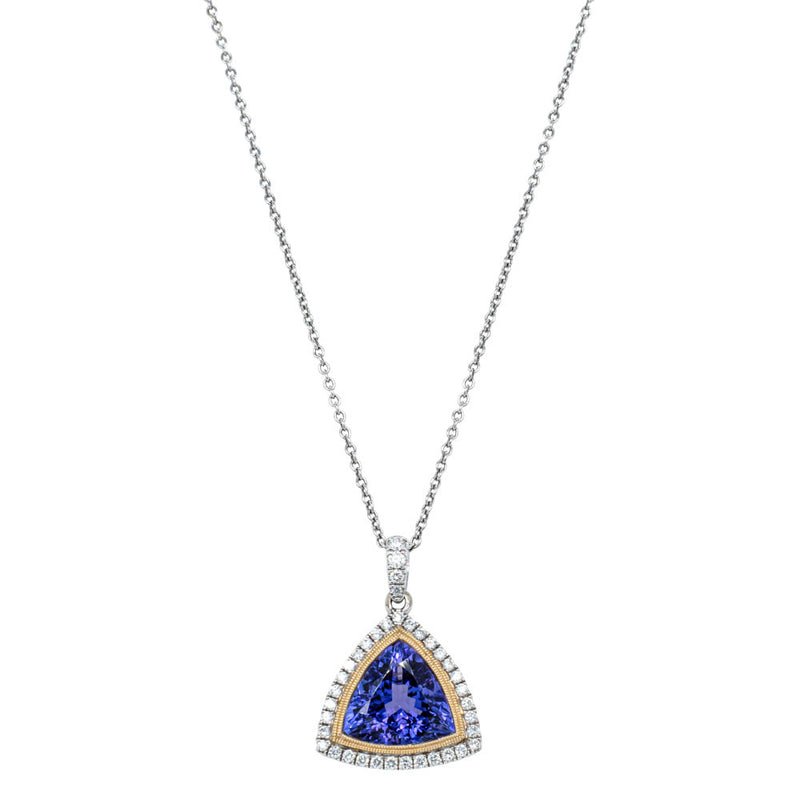 18ct White & Yellow Gold 3.83ct Tanzanite & Diamond Necklace-Necklace-Walker & Hall