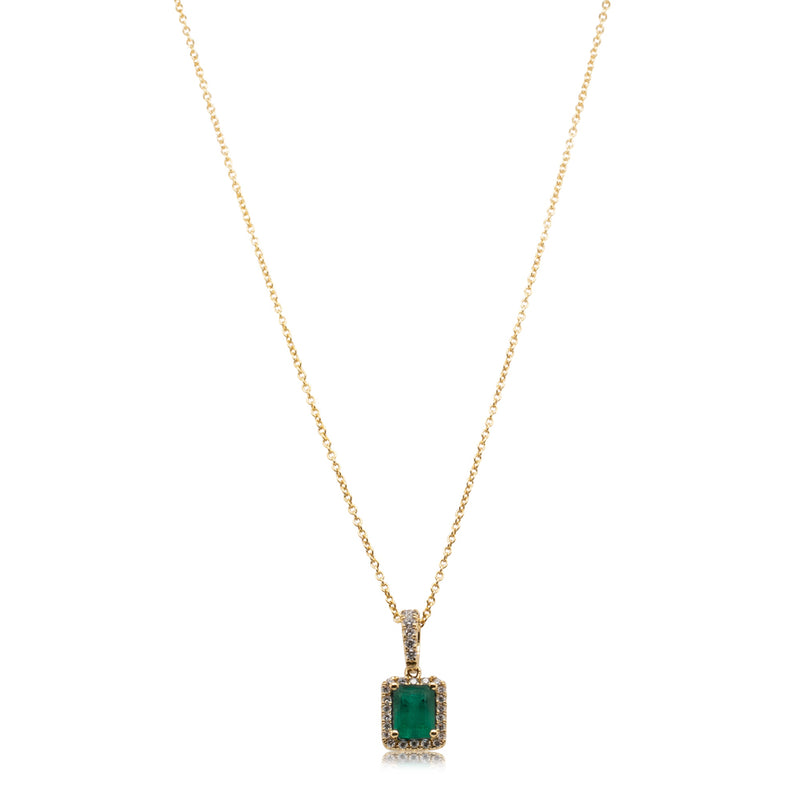18ct Yellow Gold Emerald & Diamond Necklace-Necklace-Walker & Hall