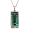 18ct White Gold Tourmaline & Diamond Pendant-Necklace-Walker & Hall