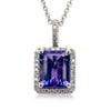 18ct White Gold Tanzanite & Diamond Pendant-Necklace-Walker & Hall