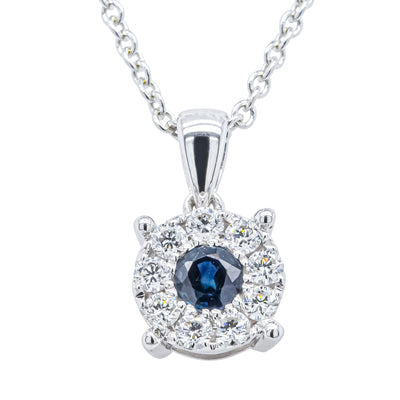 9ct White Gold Sapphire & Diamond Galaxy Pendant-Necklace-Walker & Hall