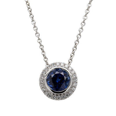 18ct White Gold Sapphire & Diamond Isla Pendant-Necklace-Walker & Hall