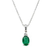 18ct White Gold Emerald & Diamond Pendant-Necklace-Walker & Hall