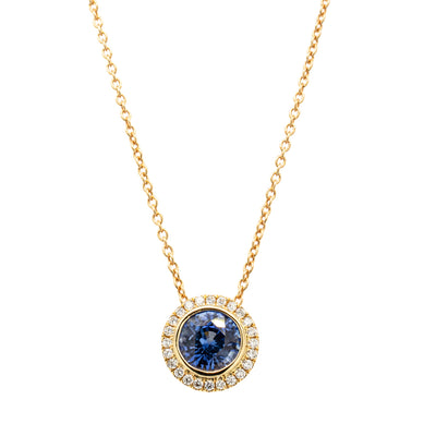 18ct Yellow Gold 1.38ct Sapphire & Diamond Isla Pendant-Necklace-Walker & Hall