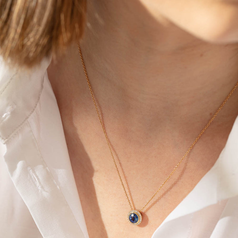 18ct Yellow Gold 1.38ct Sapphire & Diamond Isla Pendant-Necklace-Walker & Hall