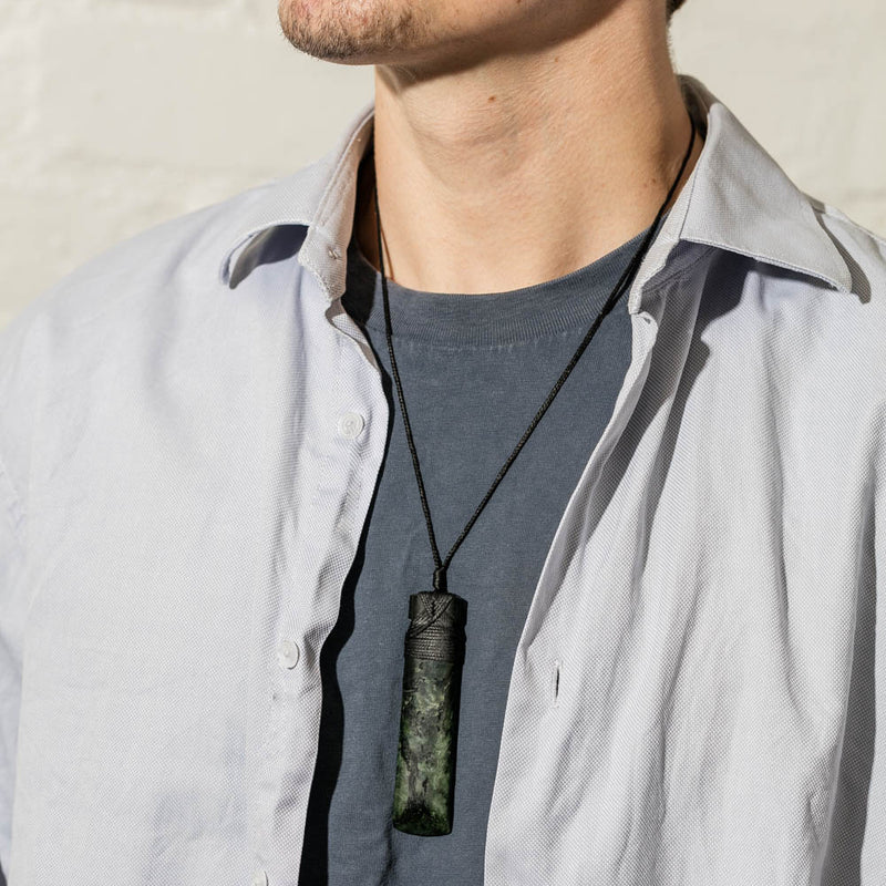 NZ Greenstone Kawakawa Toki Pendant-Necklace-Walker & Hall