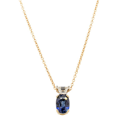 18ct Yellow Gold Sapphire & Diamond Pendant-Necklace-Walker & Hall