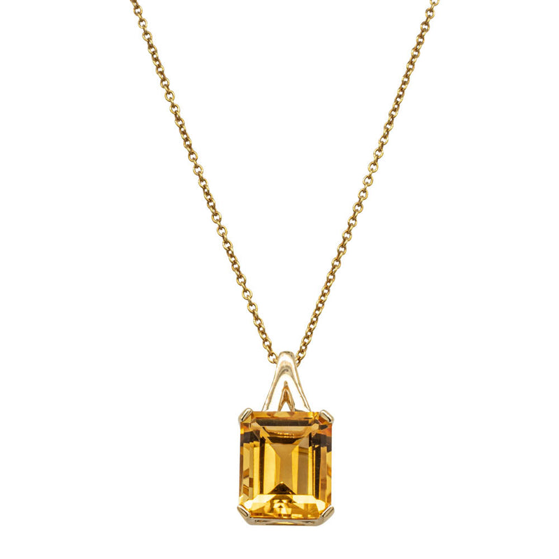14ct Yellow Gold Citrine Pendant-Necklace-Walker & Hall