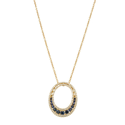18ct Yellow Gold .56ct Sapphire & Diamond Pendant-Necklace-Walker & Hall