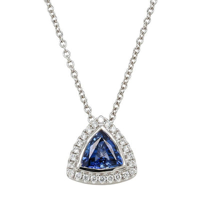 18ct White Gold Sapphire & Diamond Pendant-Necklace-Walker & Hall