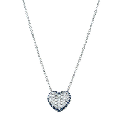 18ct White Gold Sapphire & Diamond Corazon Pendant-Necklace-Walker & Hall