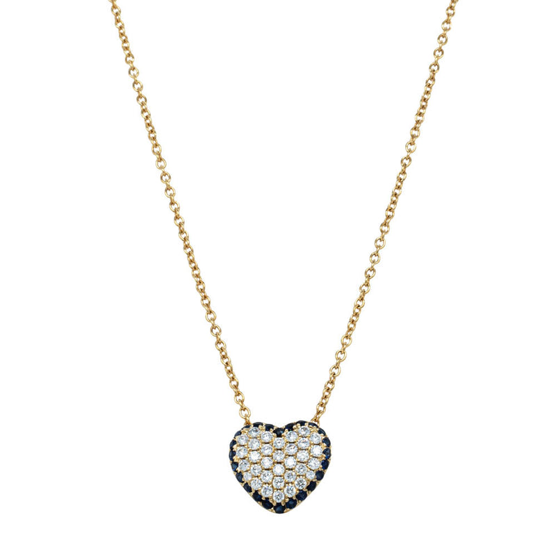 18ct Yellow Gold Sapphire & Diamond Corazon Pendant-Necklace-Walker & Hall