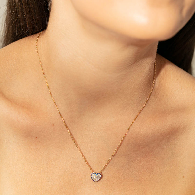 18ct Yellow Gold Sapphire & Diamond Corazon Pendant-Necklace-Walker & Hall