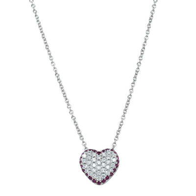 18ct White Gold Ruby & Diamond Corazon Pendant-Necklace-Walker & Hall