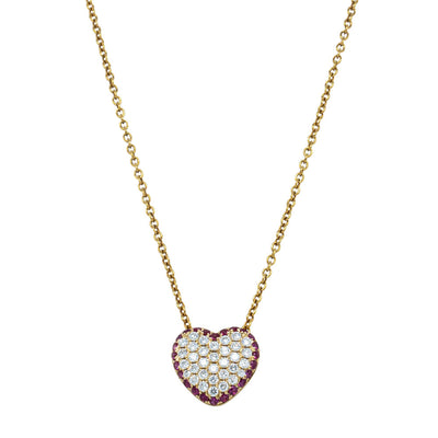 18ct Yellow Gold Ruby & Diamond Corazon Pendant-Necklace-Walker & Hall