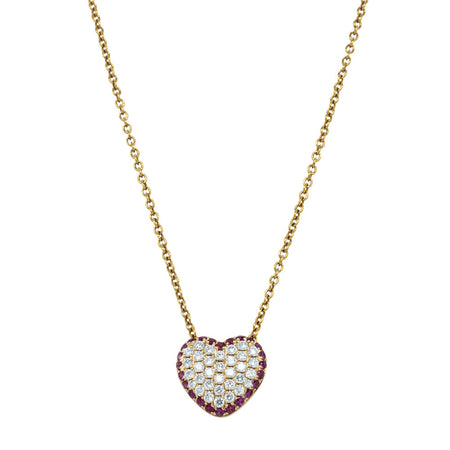 18ct Yellow Gold Ruby & Diamond Corazon Pendant-Necklace-Walker & Hall