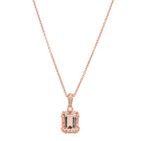 18ct Rose Gold 1.94ct Morganite & Diamond Romanov Pendant-Necklace-Walker & Hall