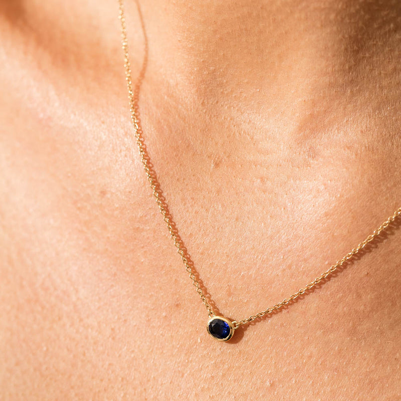 18ct Yellow Gold .56ct Sapphire Natalia Pendant-Necklace-Walker & Hall