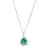 18ct White Gold Emerald & Diamond Belle Pendant-Necklace-Walker & Hall