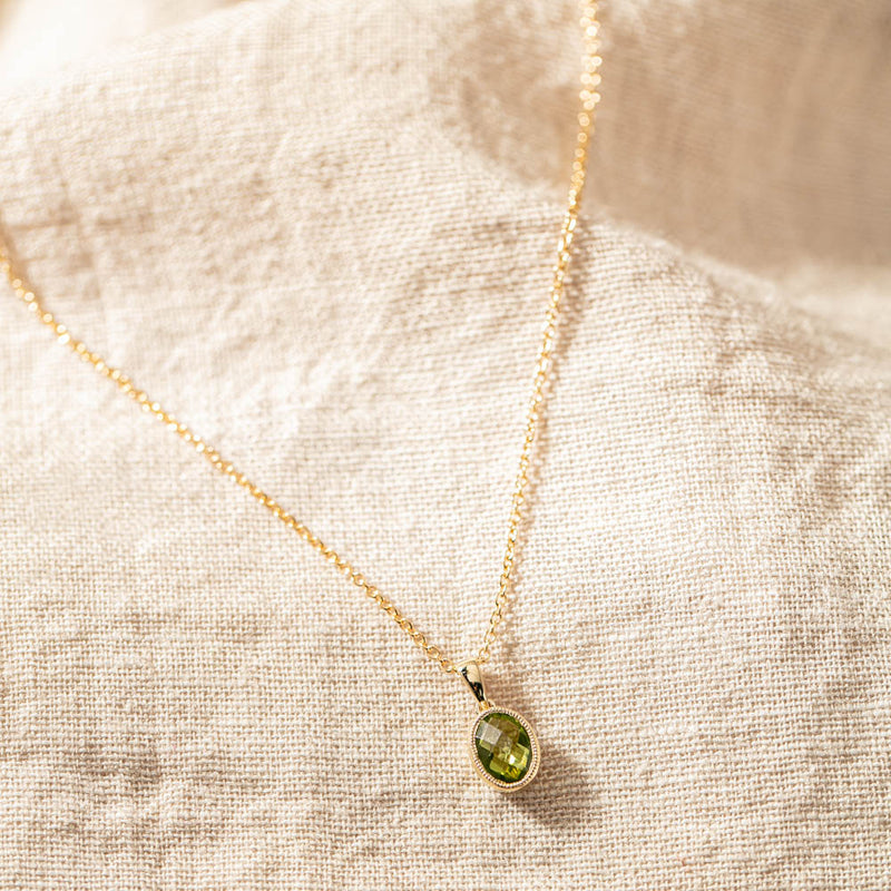 9ct Yellow Gold Peridot Lemongrass Pendant-Necklace-Walker & Hall