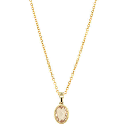 9ct Yellow Gold Rose Quartz Rosehip Pendant-Necklace-Walker & Hall