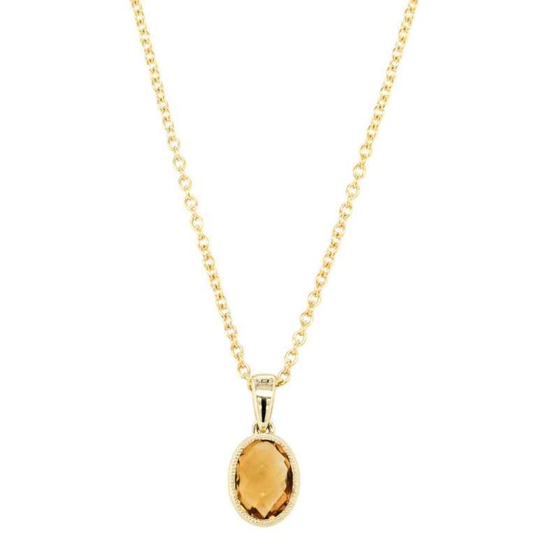 9ct Yellow Gold Citrine Elderflower Pendant-Necklace-Walker & Hall