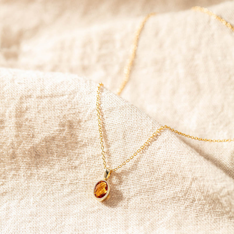 9ct Yellow Gold Citrine Elderflower Pendant-Necklace-Walker & Hall