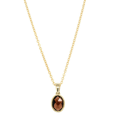 9ct Yellow Gold Garnet Saffron Pendant-Necklace-Walker & Hall