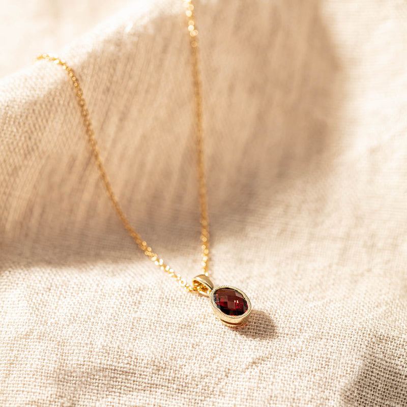 9ct Yellow Gold Garnet Saffron Pendant-Necklace-Walker & Hall
