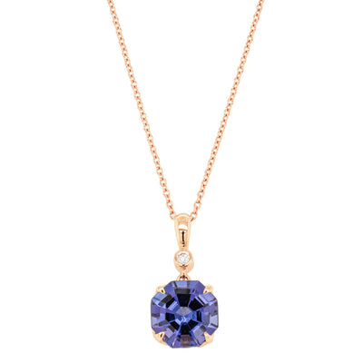 18ct Rose Gold Tanzanite & Diamond Octavia Pendant-Necklace-Walker & Hall