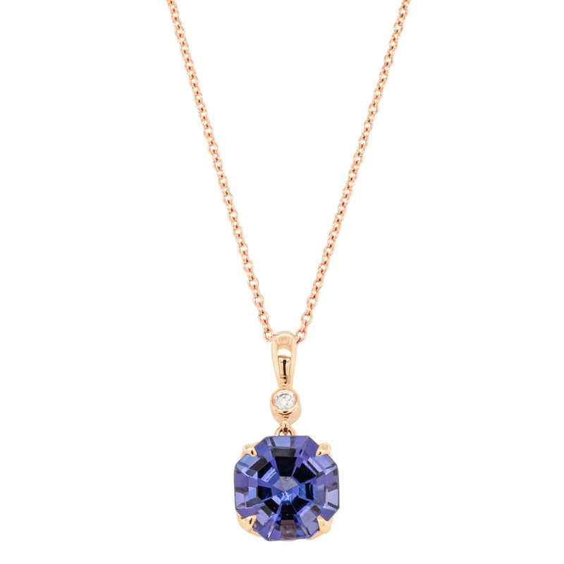 18ct Rose Gold Tanzanite & Diamond Octavia Pendant-Necklace-Walker & Hall