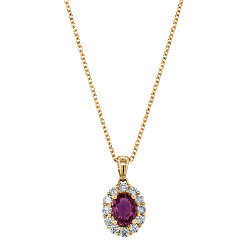 18ct Yellow Gold Ruby & Diamond Necklace-Necklace-Walker & Hall