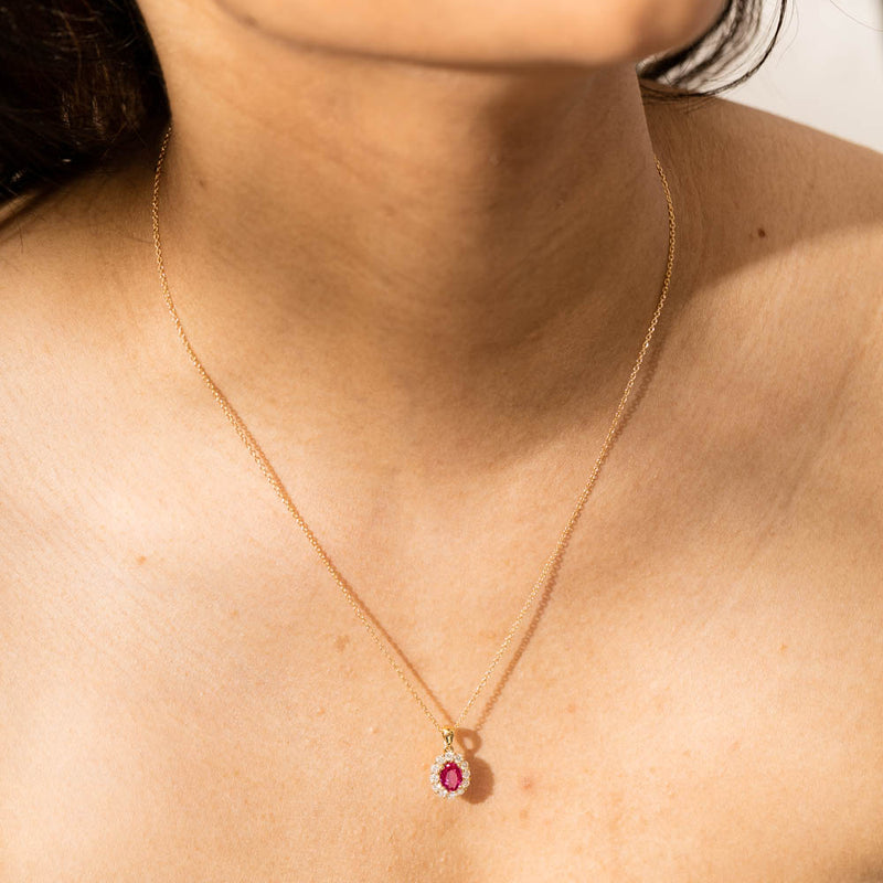 18ct Yellow Gold Ruby & Diamond Necklace-Necklace-Walker & Hall