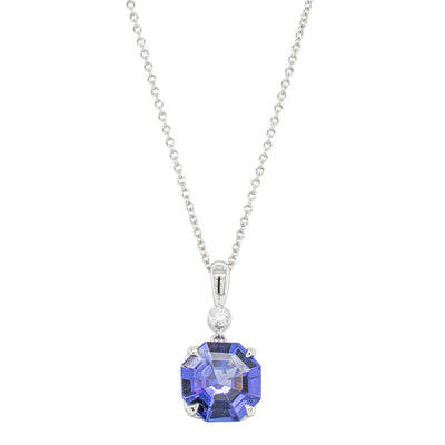 18ct White Gold Tanzanite & Diamond Octavia Pendant-Necklace-Walker & Hall