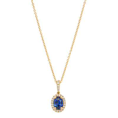 18ct Yellow Gold .82ct Sapphire & Diamond Mini Sierra Pendant-Necklace-Walker & Hall