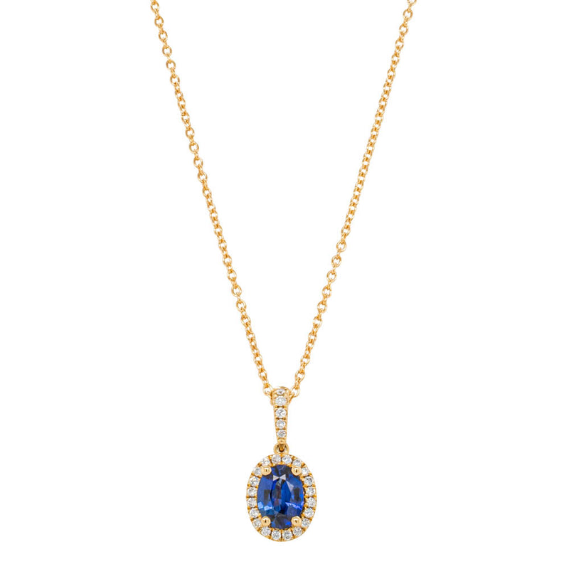 18ct Yellow Gold .82ct Sapphire & Diamond Mini Sierra Pendant-Necklace-Walker & Hall