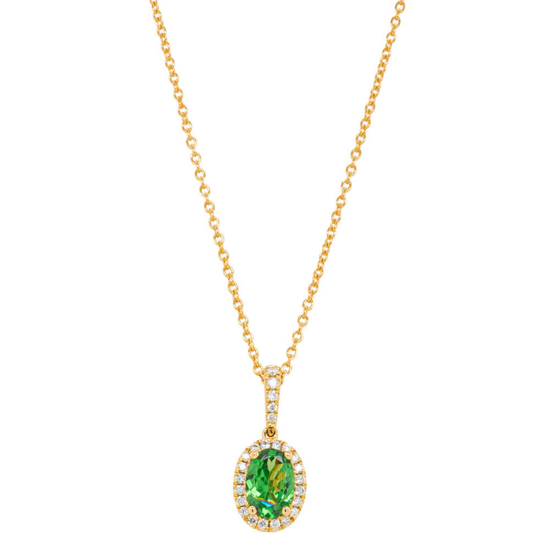 18ct Yellow Gold .82ct Tsavorite & Diamond Mini Sierra Pendant-Necklace-Walker & Hall