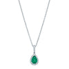 18ct White Gold Emerald & Diamond Mini Sierra Pendant-Necklace-Walker & Hall