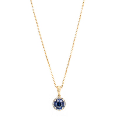 18ct Yellow Gold .88ct Sapphire & Diamond Pendant-Necklace-Walker & Hall