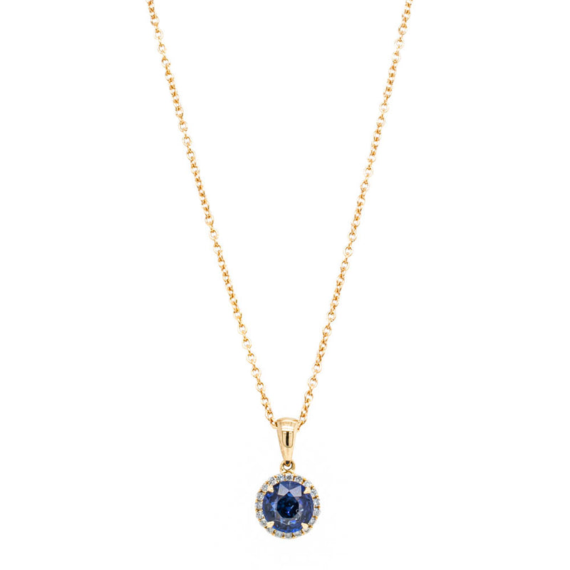 18ct Yellow Gold .88ct Sapphire & Diamond Pendant-Necklace-Walker & Hall