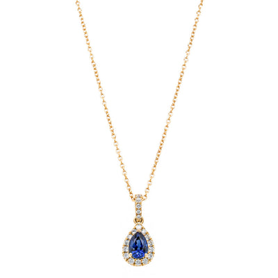 18ct Yellow Gold Sapphire & Diamond Pendant-Necklace-Walker & Hall