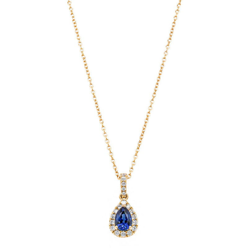 18ct Yellow Gold Sapphire & Diamond Pendant-Necklace-Walker & Hall
