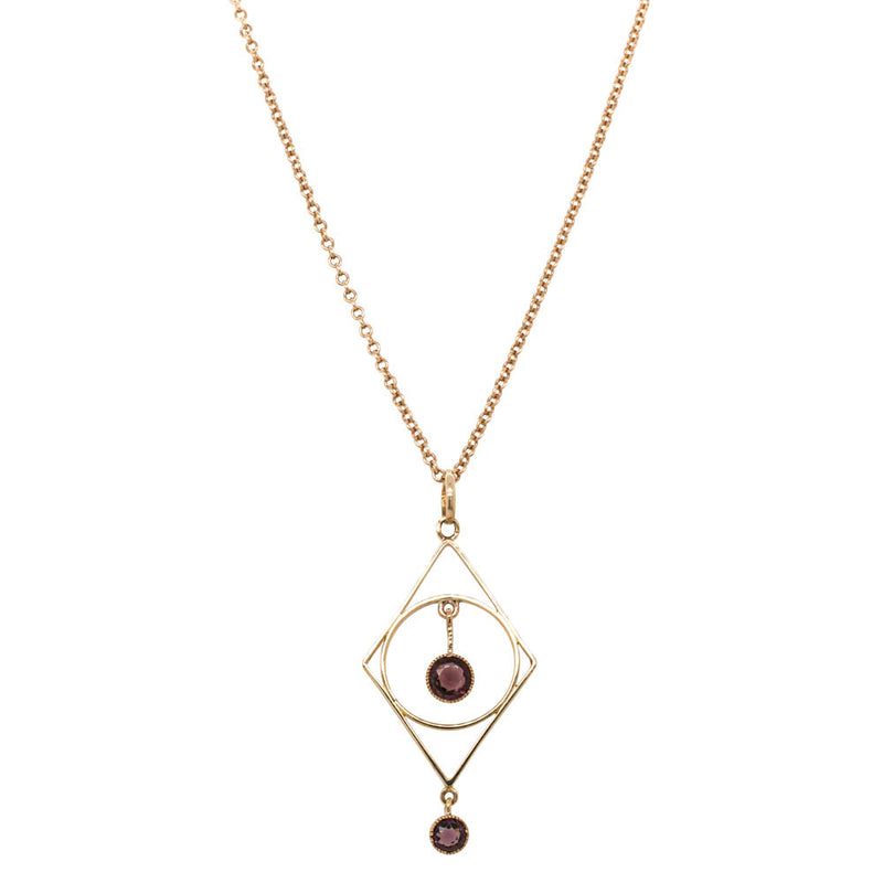 Deja Vu 9ct Yellow Gold Amethyst Pendant-Necklace-Walker & Hall