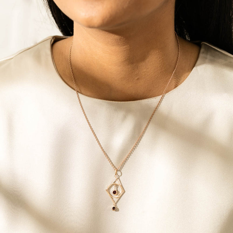 Deja Vu 9ct Yellow Gold Amethyst Pendant-Necklace-Walker & Hall