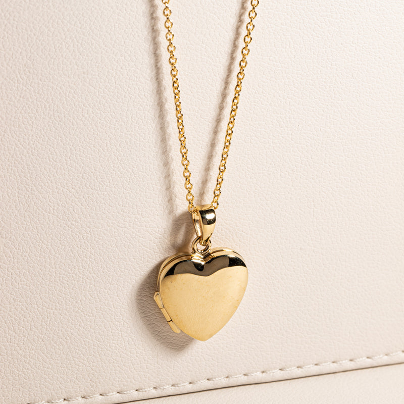 9ct Yellow Gold Heart Locket-Necklace-Walker & Hall