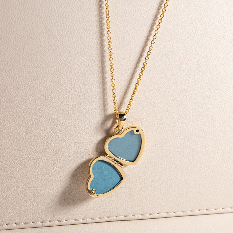 9ct Yellow Gold Heart Locket-Necklace-Walker & Hall